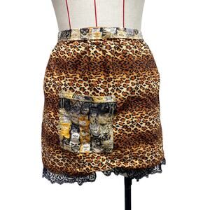 Leopard Cat Print Reversible Waist Tie Apron